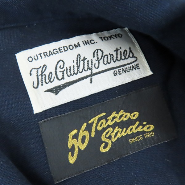実際に弊社で買取させて頂いたWACKO MARIA×56 TATTOO STUDIO/ワコマリア×56 タトゥースタジオ 長袖 HAWAIIAN SHIRT ダークネイビー系/Lの画像 2枚目