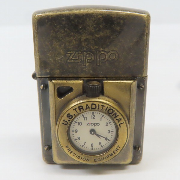 ZIPPO/ジッポー U.S.TRADITIONAL 時計付き 1995年製【動作未確認