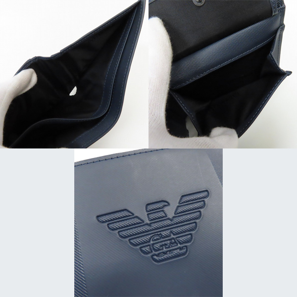 実際に弊社で買取させて頂いたEMPORIO ARMANI/エンポリオ アルマーニ  二つ折り財布 キーリング ギフトセット ネイビーの画像 4枚目