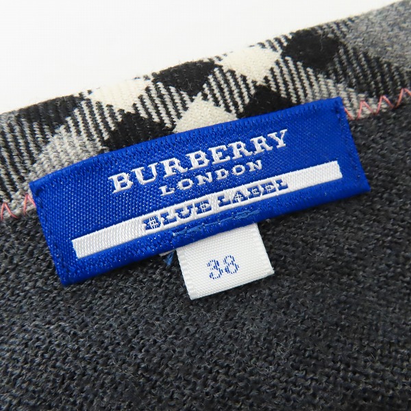 実際に弊社で買取させて頂いたBURBERRY LONDON BLUE LABEL/バーバリーロンドンブルーレーベル ノバチェック ニットカーディガン FBF26-671/38の画像 2枚目