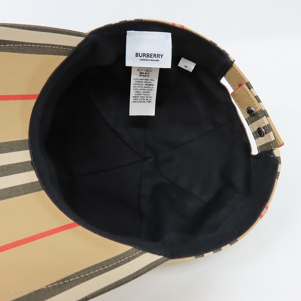 実際に弊社で買取させて頂いたBURBERRY/バーバリー ストライプ TBロゴ ベースボールキャップ 8026924/Mの画像 4枚目