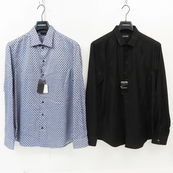 実際に弊社で買取させて頂いた【未使用】EMPORIO ARMANI/エンポリオアルマーニ  総柄 シャツ/長袖 2点セット