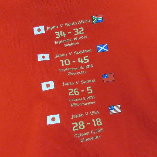 実際に弊社で買取させて頂いたcanterbury/カンタベリー 2015年ラグビーW杯記念 Tシャツ レッド/XLの画像 7枚目