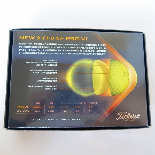 実際に弊社で買取させて頂いた【未使用/オウンネーム】Titleist/タイトリスト PRO V1 2022 ゴルフボール YELLOW 1ダースの画像 3枚目