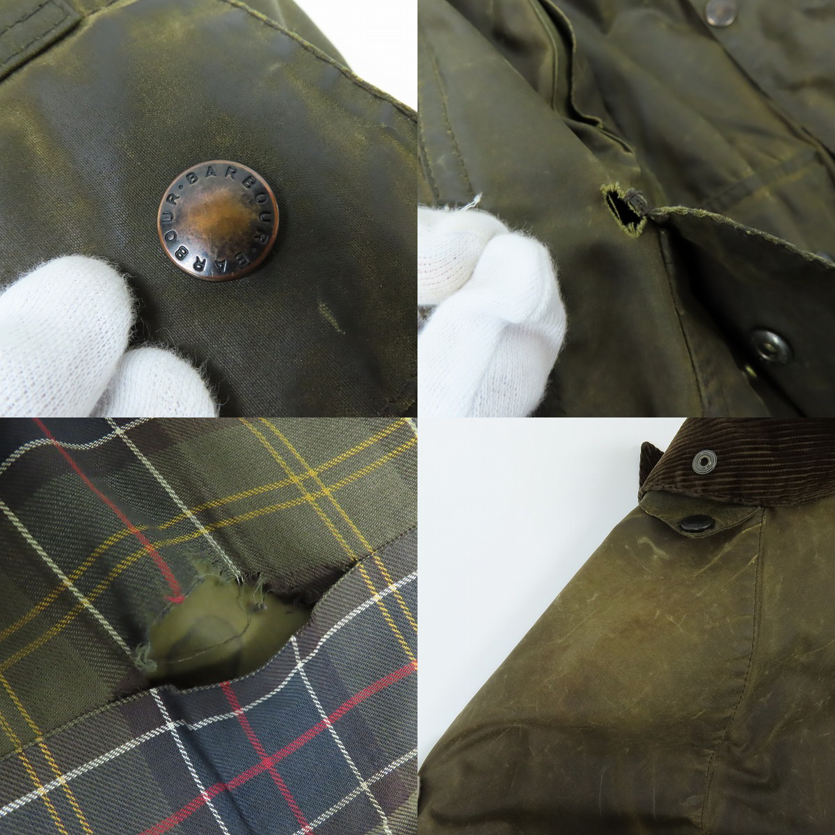 実際に弊社で買取させて頂いた【難有り】BARBOUR/バブアー CLASSIC BEAUFORT クラシック オイルドジャケット ライナー付き A830/C40の画像 9枚目