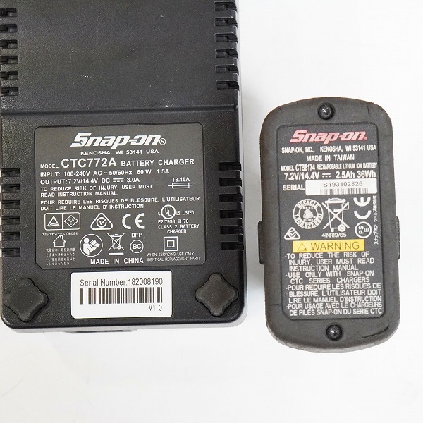 実際に弊社で買取させて頂いたSNAP-ON/スナップオン CTJ761ABK 3/8 コードレスインパクトレンチ バッテリー バッテリーチャージャー付き 動作確認済みの画像 9枚目