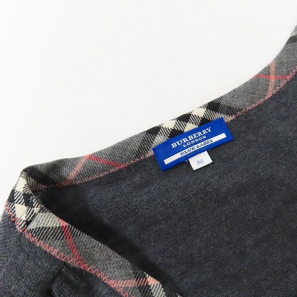 実際に弊社で買取させて頂いたBURBERRY LONDON BLUE LABEL/バーバリーロンドンブルーレーベル ノバチェック ニットカーディガン FBF26-671/38の画像 6枚目