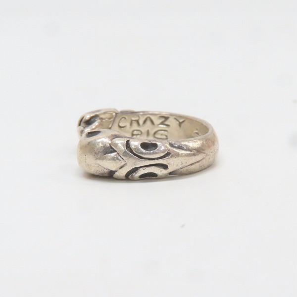 実際に弊社で買取させて頂いたCRAZY PIG/クレイジーピッグ  2スカル チューダー リング 14号の画像 4枚目