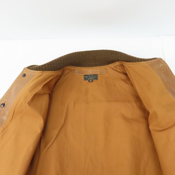 実際に弊社で買取させて頂いたBUZZ RICKSON'S/バズリクソンズ BRONCO HIDE/ブロンコ ハイド 馬革 A-1 レザーフライトジャケット/42の画像 9枚目