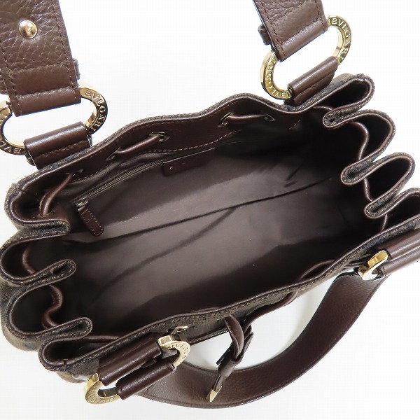 実際に弊社で買取させて頂いたBVLGARI/ブルガリ ロゴマニア ハンドバッグ キャンバス×レザーの画像 4枚目