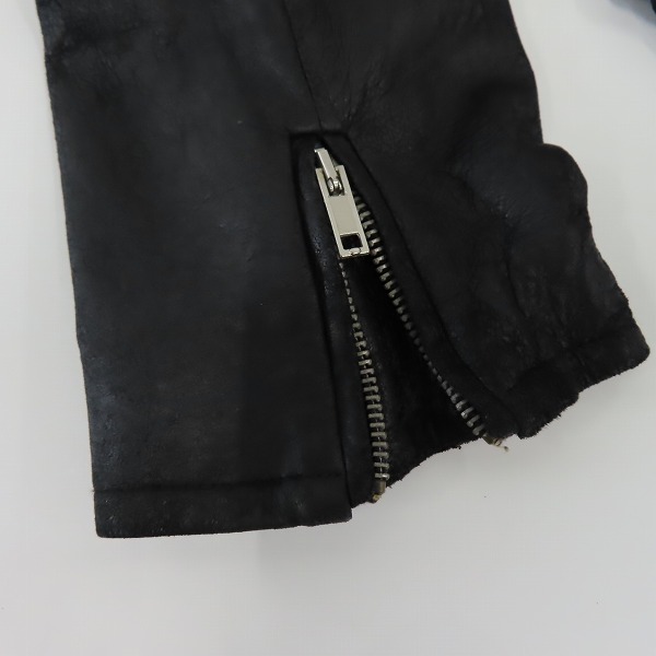 実際に弊社で買取させて頂いたRICK OWENS/リックオウエンス レザー ダブルライダースジャケット/Sの画像 7枚目