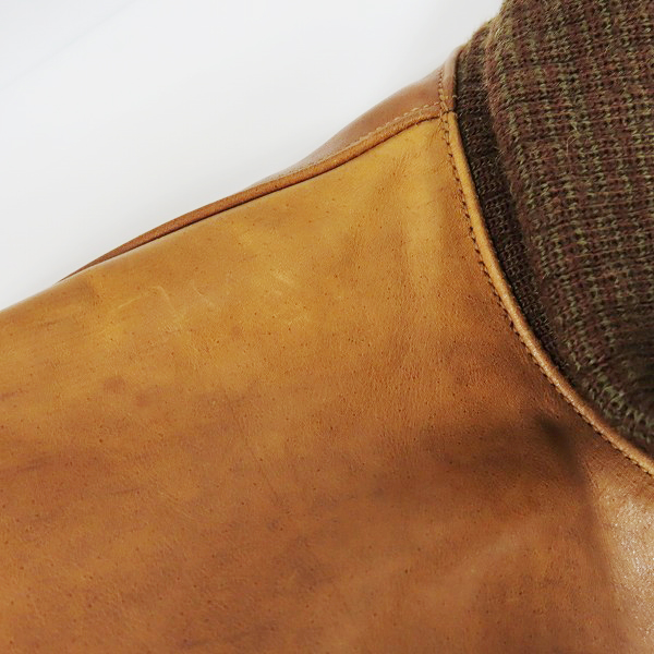 実際に弊社で買取させて頂いたBUZZ RICKSON'S/バズリクソンズ BRONCO HIDE/ブロンコ ハイド 馬革 A-1 レザーフライトジャケット/42の画像 7枚目