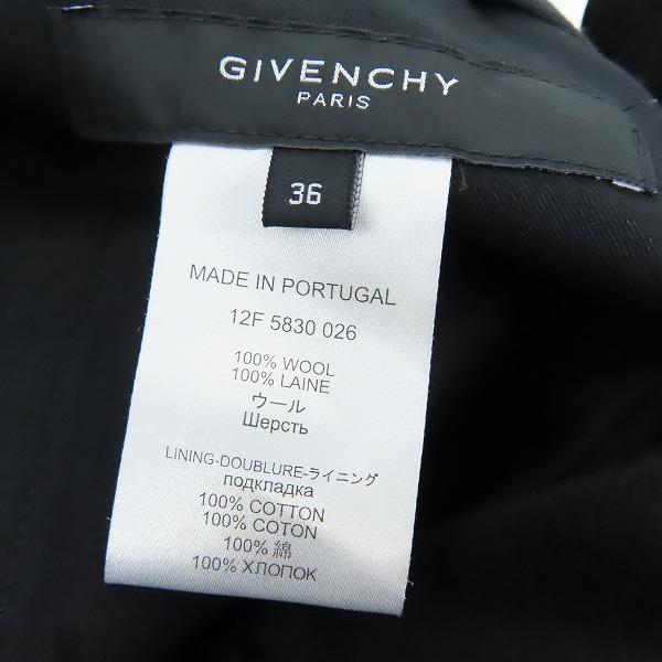 実際に弊社で買取させて頂いた【JPタグ】GIVENCHY/ジバンシィ フロントカーゴポケット ウールスラックスパンツ 12F 5830 026/36の画像 2枚目