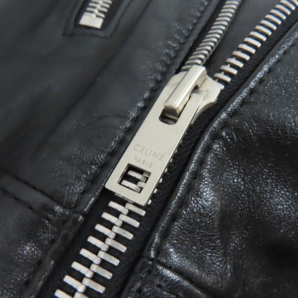 実際に弊社で買取させて頂いた【JPタグ】CELINE/セリーヌ 2019AW ディッドレーサージップアップレザージャケット 2E188280D Size：44の画像 9枚目