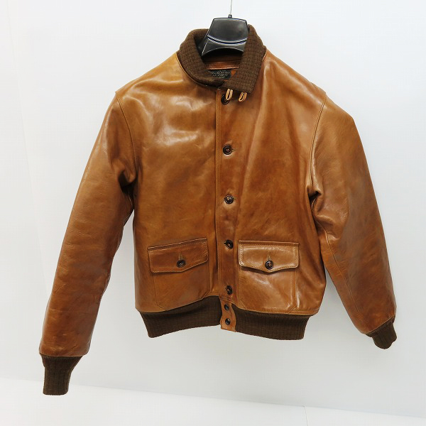 実際に弊社で買取させて頂いたBUZZ RICKSON'S/バズリクソンズ BRONCO HIDE/ブロンコ ハイド 馬革 A-1 レザーフライトジャケット/42