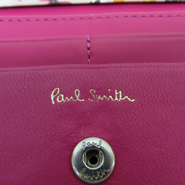 実際に弊社で買取させて頂いたPaul Smith/ポール スミス レザー二つ折り長財布 ピンク系の画像 4枚目