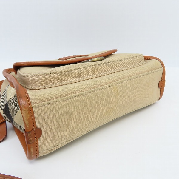 実際に弊社で買取させて頂いたBURBERRY/バーバリー キャンバス×レザー ショルダーバッグ チェック柄の画像 3枚目