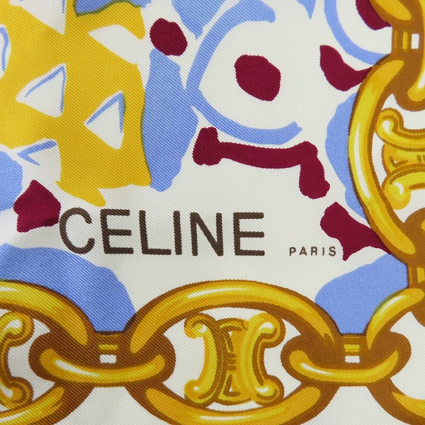 実際に弊社で買取させて頂いたCELINE/セリーヌ マカダム柄 チェーン シルク スカーフ/ストールの画像 2枚目