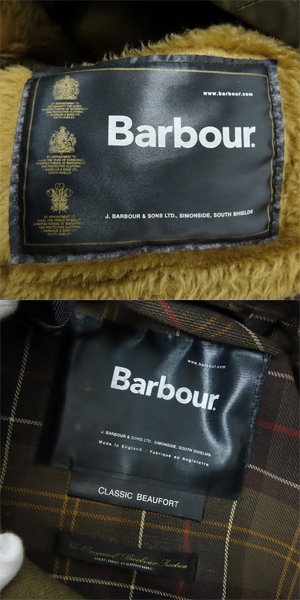 実際に弊社で買取させて頂いた【難有り】BARBOUR/バブアー CLASSIC BEAUFORT クラシック オイルドジャケット ライナー付き A830/C40の画像 2枚目