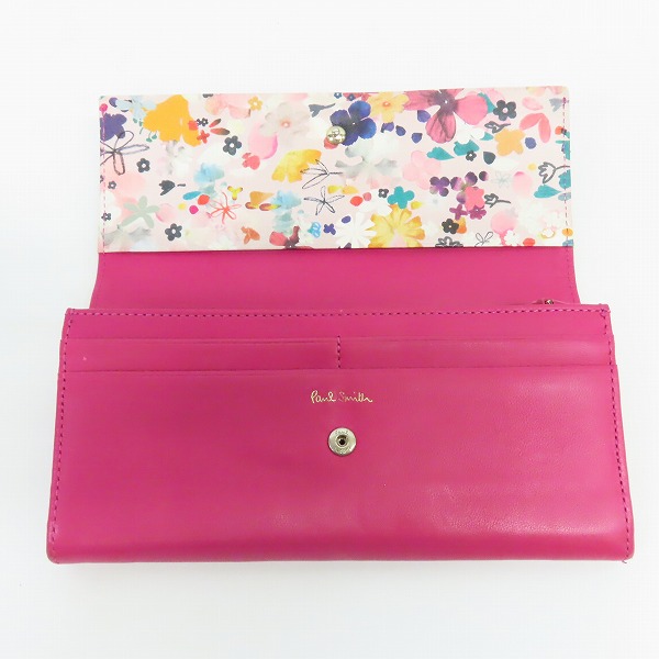 実際に弊社で買取させて頂いたPaul Smith/ポール スミス レザー二つ折り長財布 ピンク系の画像 3枚目