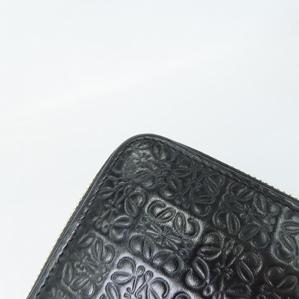 実際に弊社で買取させて頂いたLOEWE/ロエベ アナグラム レザー ラウンドジップ 長財布 ロングウォレット ブラックの画像 6枚目