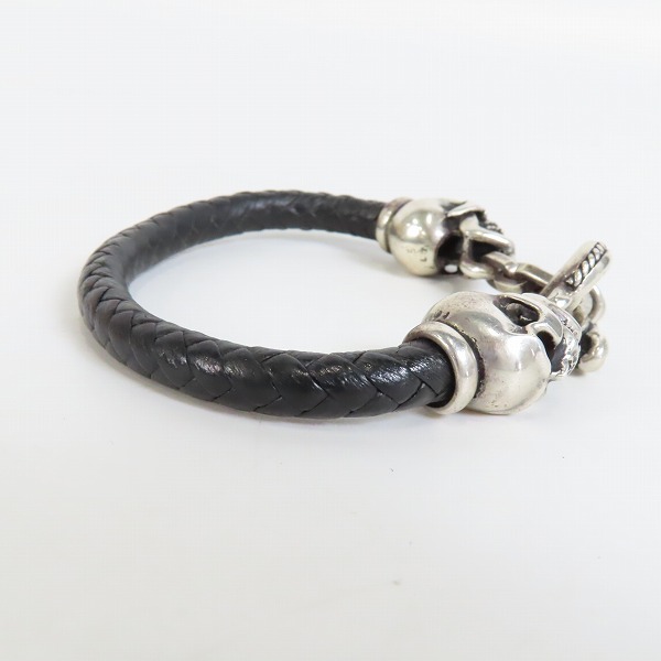 実際に弊社で買取させて頂いた【ギャラ付き】Leathers and Treasures/レザーズアンドトレジャーズ スカル レザーブレスレットの画像 2枚目