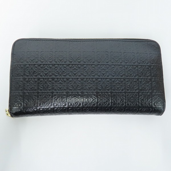 実際に弊社で買取させて頂いたLOEWE/ロエベ アナグラム レザー ラウンドジップ 長財布 ロングウォレット ブラック
