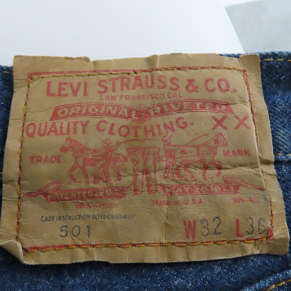 実際に弊社で買取させて頂いたLEVI'S/リーバイス 501 66後期 刻印6/点々 スモールe 赤耳 ヴィンテージ デニムパンツ /W32L36の画像 2枚目