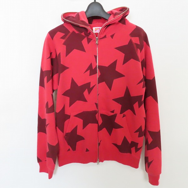 A BATHING APE パーカー 星柄刺繍 レッド Sサイズ 平成 90s A BATHING