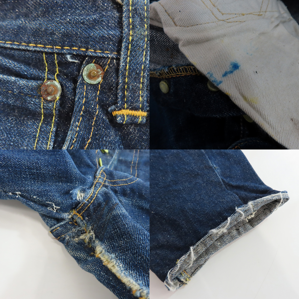 実際に弊社で買取させて頂いた【難有り】LEVI'S/リーバイス ヴィンテージ 501XX 刻印S 隠しリベット ビッグE 紙パッチ 均等V Vステッチ デニムパンツ W32/L29の画像 6枚目