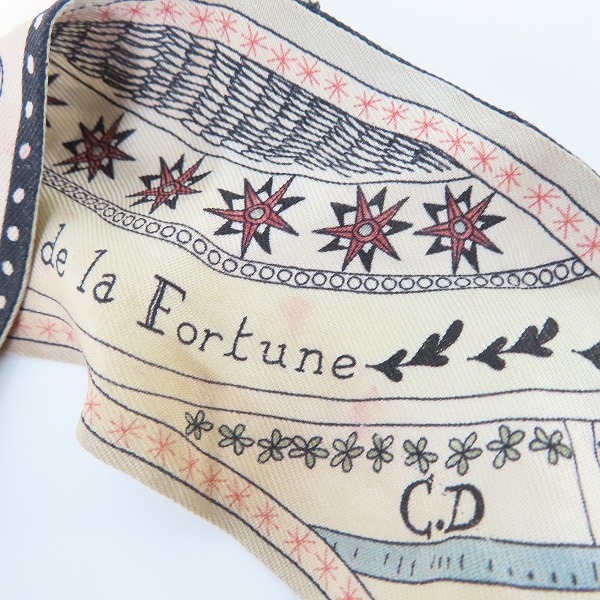 実際に弊社で買取させて頂いたDIOR/ディオール La Roue de la Fortune /運命の輪 ミニスカーフ/ツイーリーの画像 2枚目