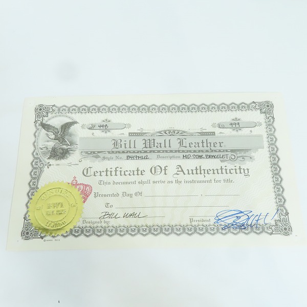 実際に弊社で買取させて頂いた【証明書付き】BILL WALL LEATHER/BWL/ビルウォールレザー B417:Mid Star Bracelet/ミッドスターブレスレットの画像 8枚目