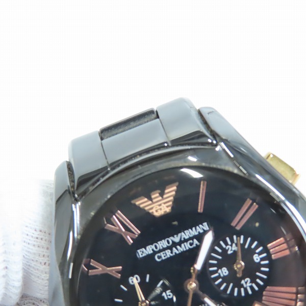 実際に弊社で買取させて頂いたEMPORIO ARMANI/エンポリオアルマーニ CERAMICA/セラミカ クロノグラフ  AR-1410 【動作未確認】の画像 5枚目