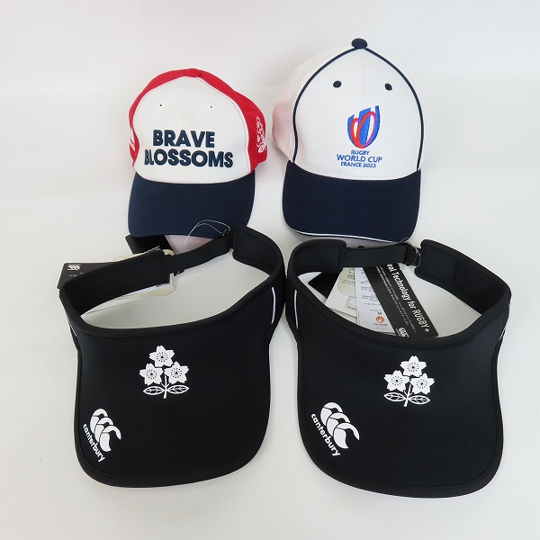 実際に弊社で買取させて頂いた【未使用】canterbury/カンタベリー ラグビー サンバイザー/キャップ 帽子 4点セット