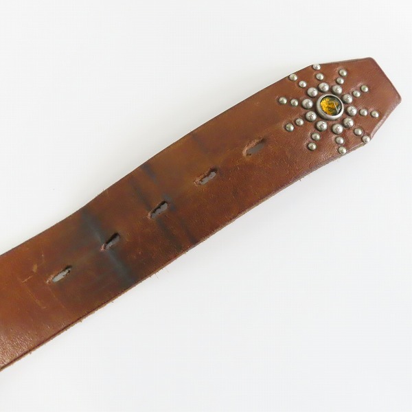 実際に弊社で買取させて頂いたHTC/HOLLYWOOD TRADING CO./ハリウッドトレーディングカンパニー スタッズ レザー ベルト ブラウン/34の画像 5枚目