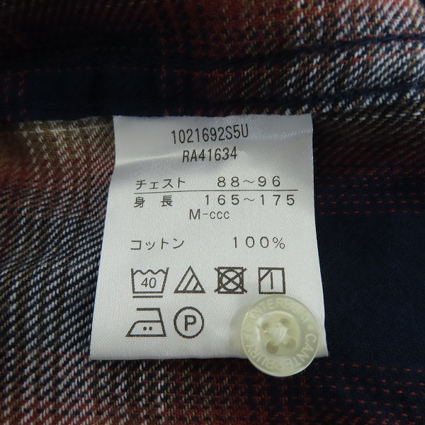 実際に弊社で買取させて頂いた【未使用】canterbury/カンタベリー マドラスチェックワークシャツ RA41634 Mの画像 5枚目