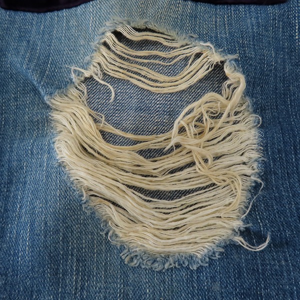 実際に弊社で買取させて頂いたNUMBER(N)INE/ナンバーナイン デニムパンツ 03AW ベロアパッチワーク ダメージ加工 カート期 名作 size3の画像 7枚目