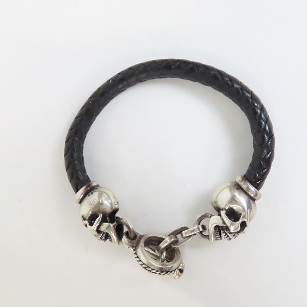 実際に弊社で買取させて頂いた【ギャラ付き】Leathers and Treasures/レザーズアンドトレジャーズ スカル レザーブレスレットの画像 5枚目