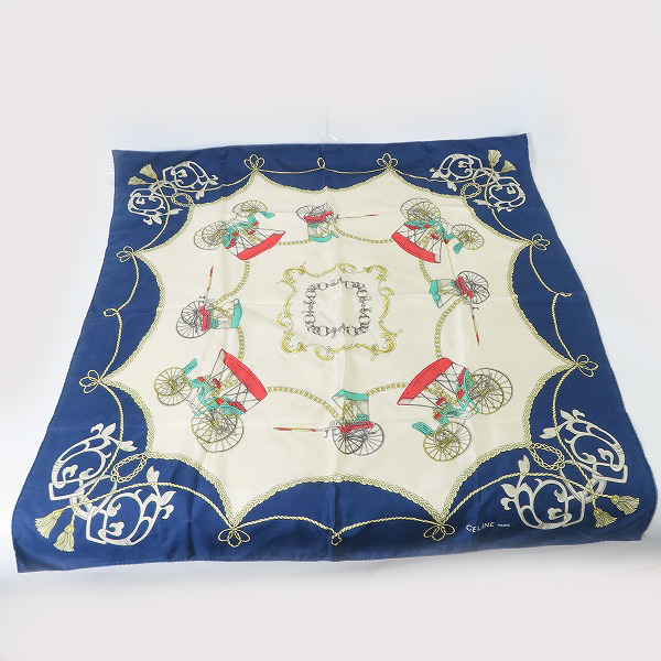 実際に弊社で買取させて頂いたCELINE/セリーヌ LES GRANDS ECUYERS 総柄 スカーフ/ストール の画像 3枚目