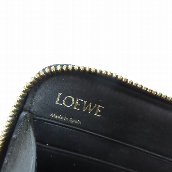実際に弊社で買取させて頂いたLOEWE/ロエベ アナグラム レザー ラウンドジップ 長財布 ロングウォレット ブラックの画像 4枚目