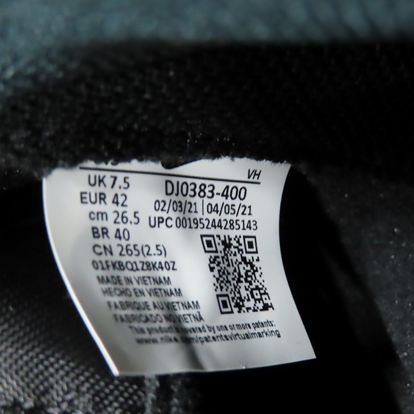 実際に弊社で買取させて頂いた【未使用】NIKE×FRAGMENT DESIGN/ナイキ×フラグメントデザイン DUNK HI/ダンク ハイ ミッドナイトネイビー DJ0383-400 26.5の画像 5枚目