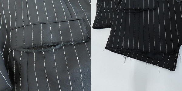 実際に弊社で買取させて頂いたNUMBER(N)INE/ナンバーナイン 06SS ストライプテーラードジャケット カットオフ ダメージ加工 size2の画像 9枚目