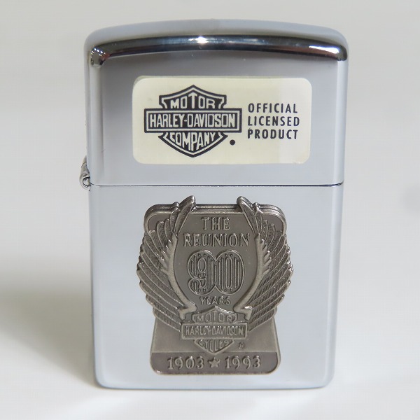 実際に弊社で買取させて頂いたZIPPO/ジッポー HARLEY-DAVIDSON/ハーレーダビッドソン THE REUNION 90YEARS メタル貼り 1993年製