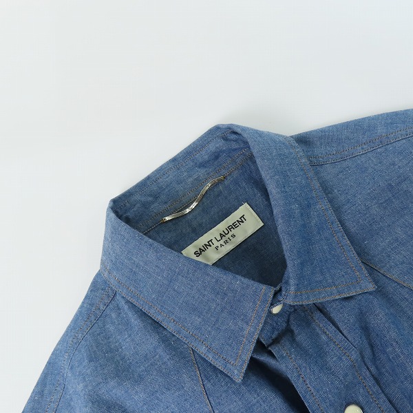 実際に弊社で買取させて頂いたSAINT LAURENT PARIS/サンローランパリ デニム ウエスタンシャツ 345770 YM14V/XSの画像 5枚目