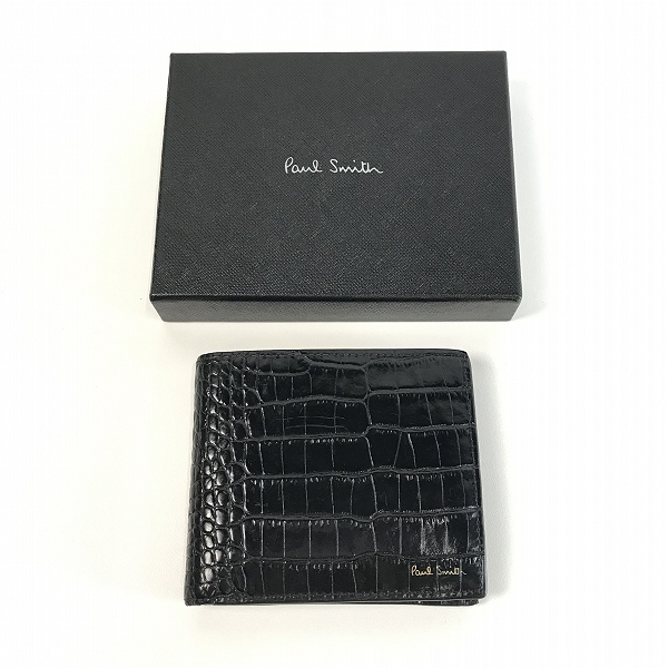 実際に弊社で買取させて頂いたPaul Smith/ポールスミス  クロコ型押し レザー 二つ折り財布の画像 9枚目