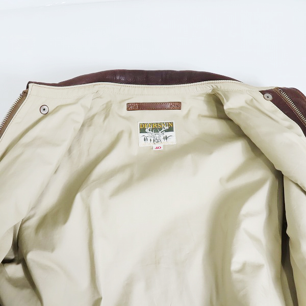 実際に弊社で買取させて頂いたTHE REAL McCOY'S/ザリアルマッコイズ DEERSKIN ディアスキン 鹿革 A2フライトジャケット/40の画像 8枚目