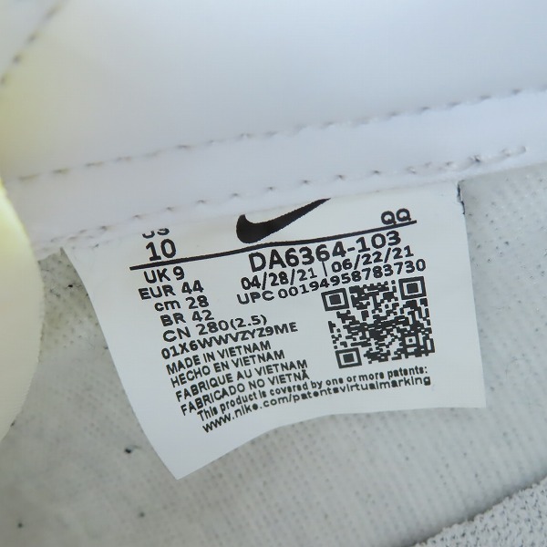 実際に弊社で買取させて頂いたNIKE/ナイキ BLAZER LOW '77 VNTG/ブレーザー ロー '77 ビンテージ DA6364-103/28の画像 5枚目