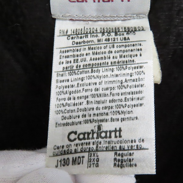 実際に弊社で買取させて頂いたCarhartt/カーハート アクティブジャケット J130 MDT/2XLの画像 3枚目