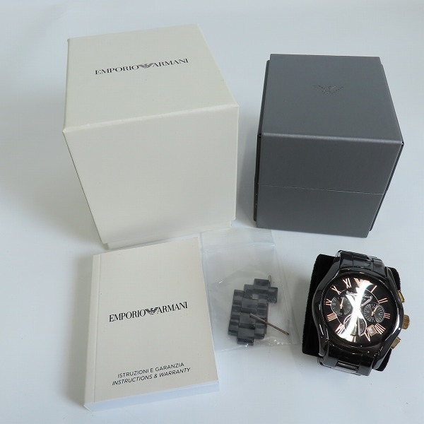実際に弊社で買取させて頂いたEMPORIO ARMANI/エンポリオアルマーニ CERAMICA/セラミカ クロノグラフ  AR-1410 【動作未確認】の画像 6枚目