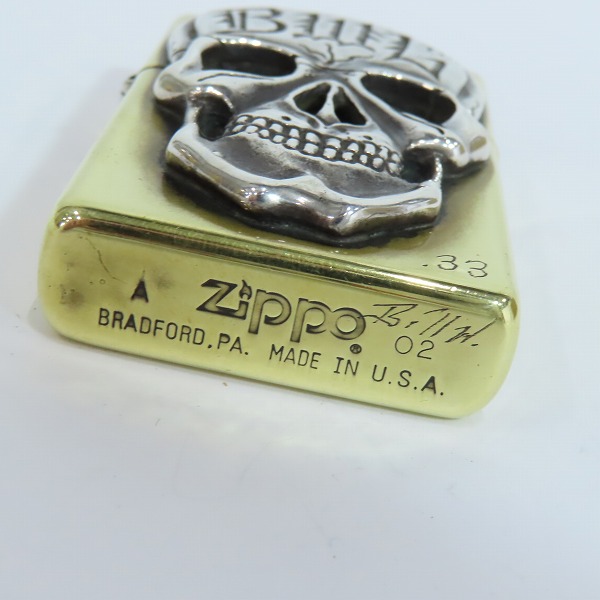 実際に弊社で買取させて頂いたZIPPO/ジッポー BWL/ビルウォールレザー スカル 2002年製の画像 3枚目